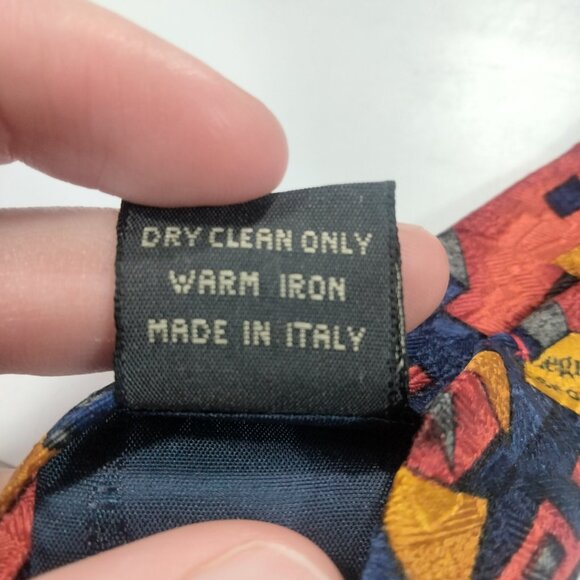 Ermenegildo Zegna 100% Silk Tie Geometric Buildings Vibrant Primary Colors Italy - Picture 4 of 5